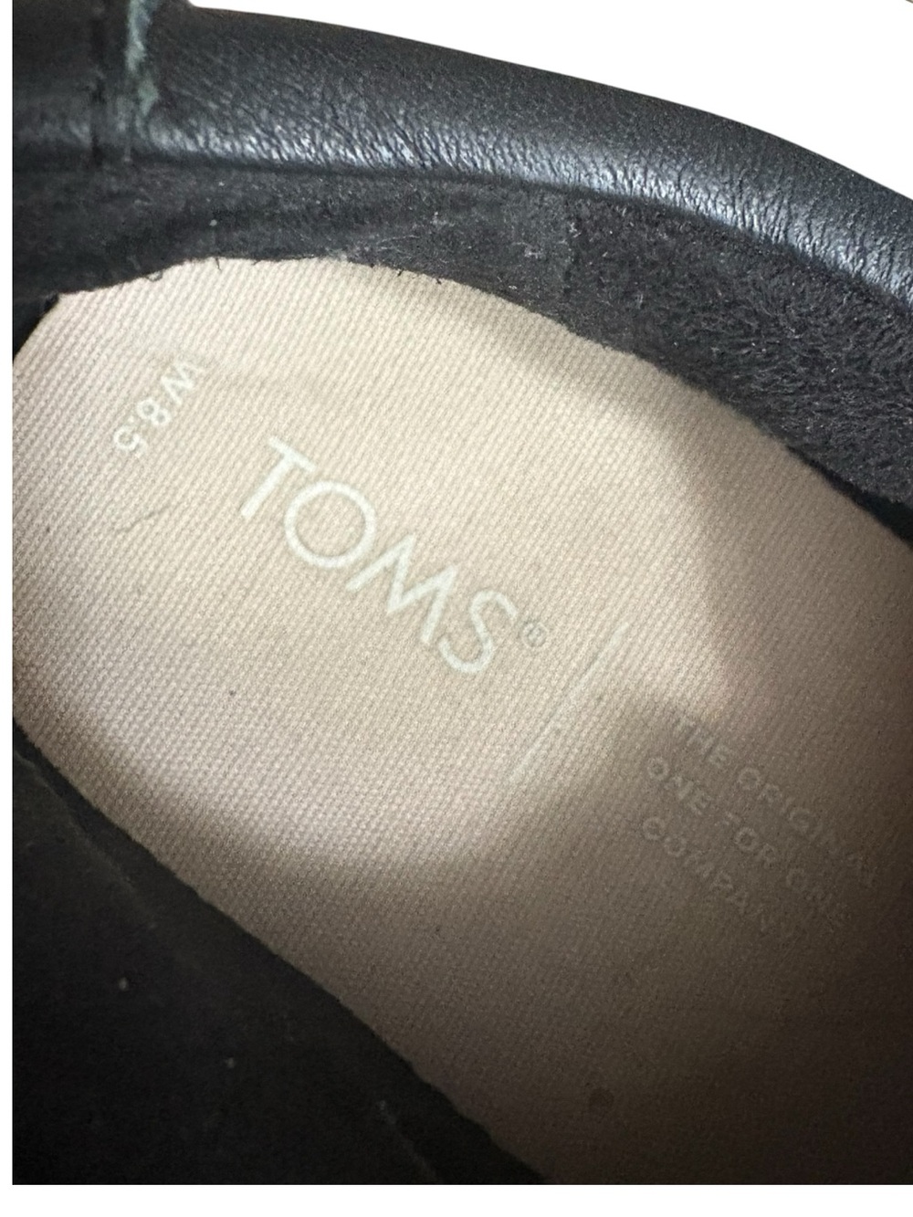 TOMS Alex Black Leather Sneakers with White Laces and White Sole Size 8.5 - Picture 4 of 10